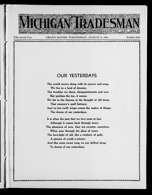 Michigan tradesman. Vol. 52 no. 2655 (1934 August 8)