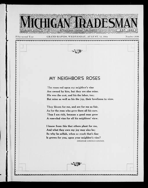 Michigan tradesman. Vol. 52 no. 2656 (1934 August 15)