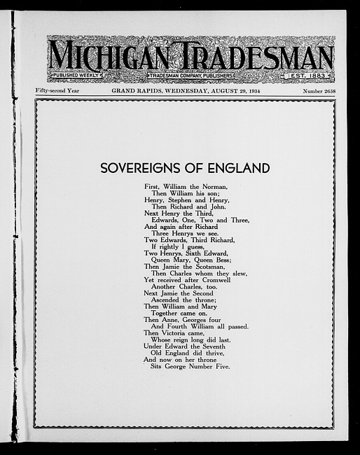 Michigan tradesman. Vol. 52 no. 2658 (1934 August 29)