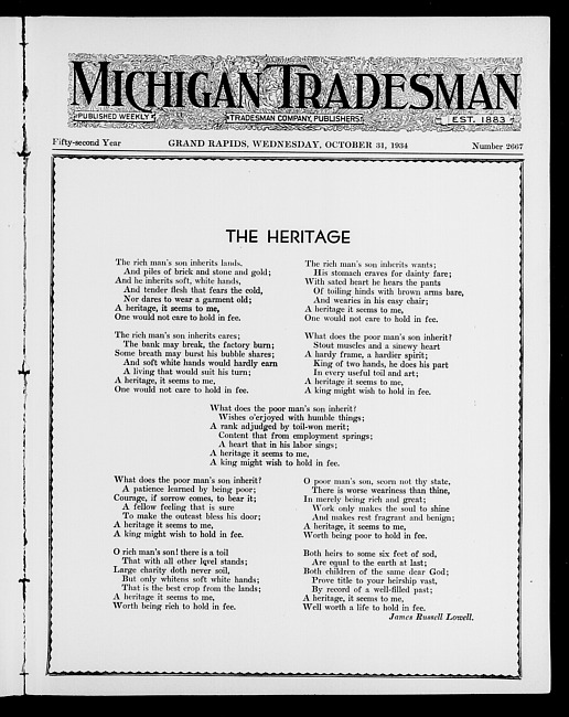 Michigan tradesman. Vol. 52 no. 2667 (1934 October 31)