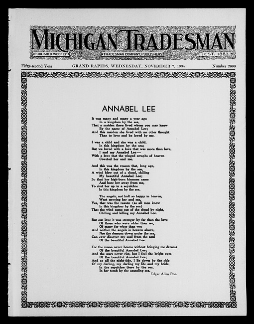 Michigan tradesman. Vol. 52 no. 2668 (1934 November 7)
