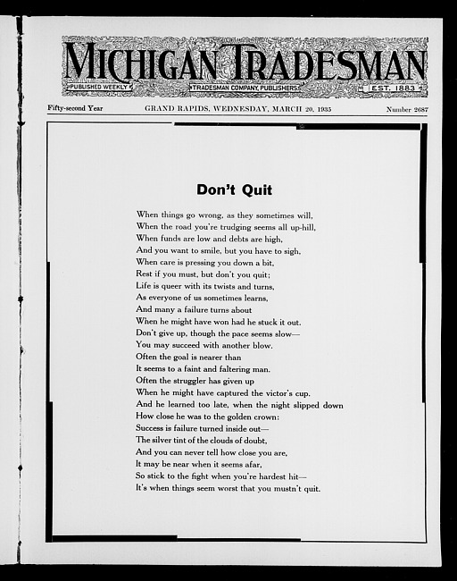 Michigan tradesman. Vol. 52 no. 2687 (1935 March 20)