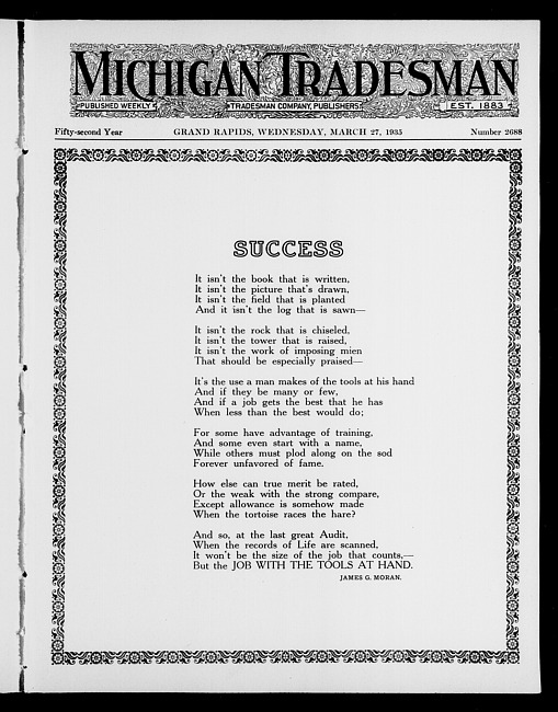 Michigan tradesman. Vol. 52 no. 2688 (1935 March 27)