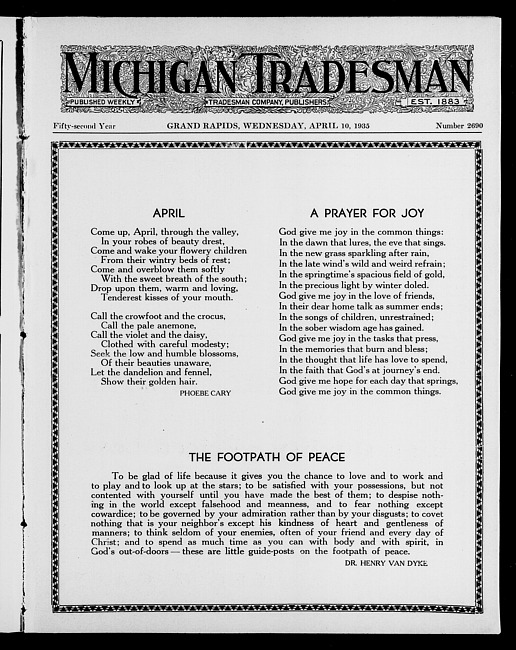 Michigan tradesman. Vol. 52 no. 2690 (1935 April 10)