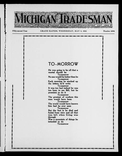 Michigan tradesman. Vol. 52 no. 2694 (1935 May 8)