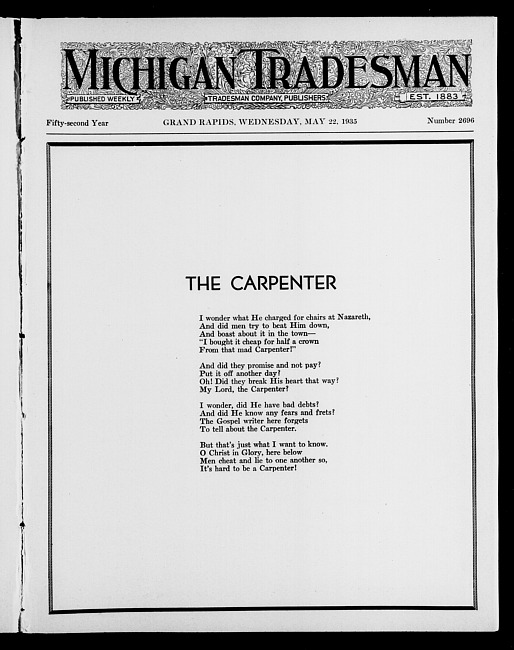 Michigan tradesman. Vol. 52 no. 2696 (1935 May 22)