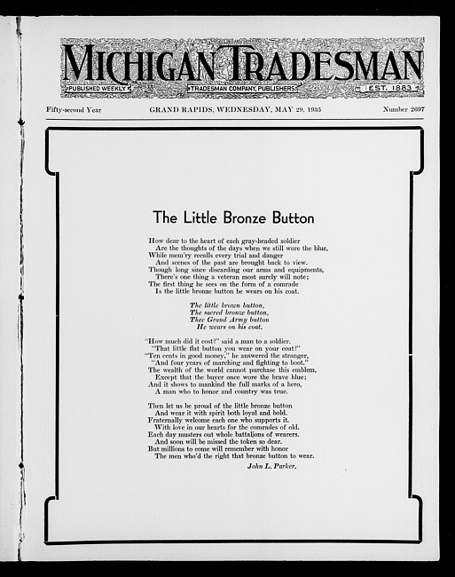 Michigan tradesman. Vol. 52 no. 2697 (1935 May 29)