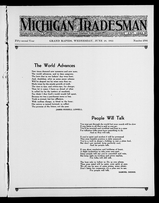 Michigan tradesman. Vol. 52 no. 2701 (1935 June 26)
