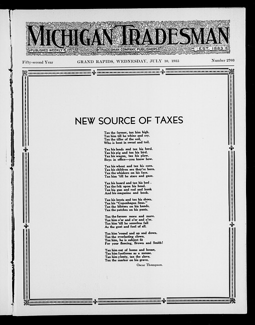 Michigan tradesman. Vol. 52 no. 2703 (1935 July 10)
