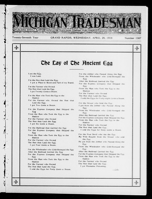 Michigan tradesman. Vol. 27 no. 1387 (1910 April 20)