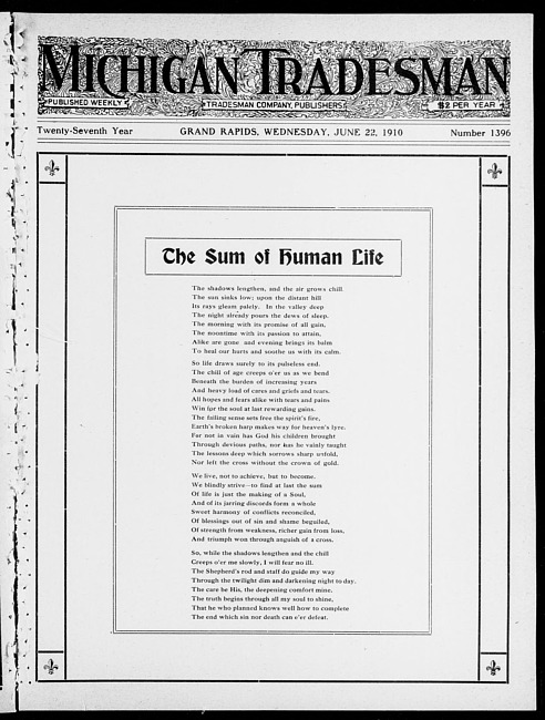 Michigan tradesman. Vol. 27 no. 1396 (1910 June 22)