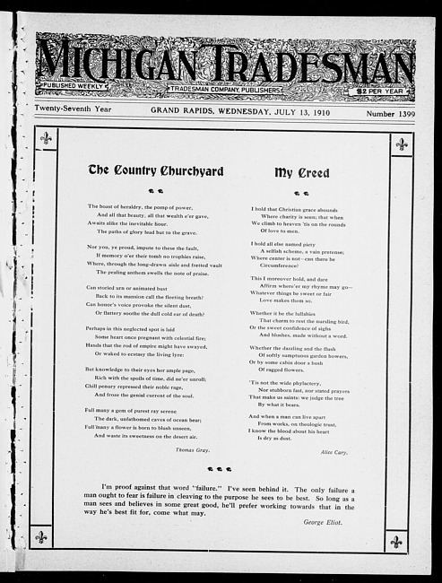 Michigan tradesman. Vol. 27 no. 1399 (1910 July 13)