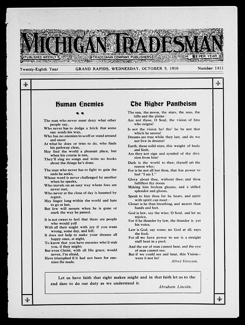 Michigan tradesman. Vol. 28 no. 1411 (1910 October 5)