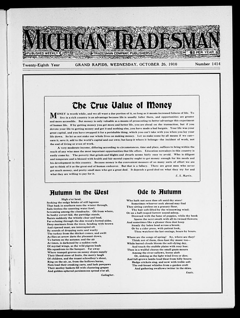 Michigan tradesman. Vol. 28 no. 1414 (1910 October 26)