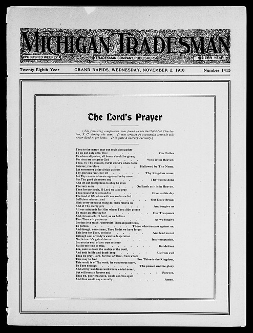 Michigan tradesman. Vol. 28 no. 1415 (1910 November 2)