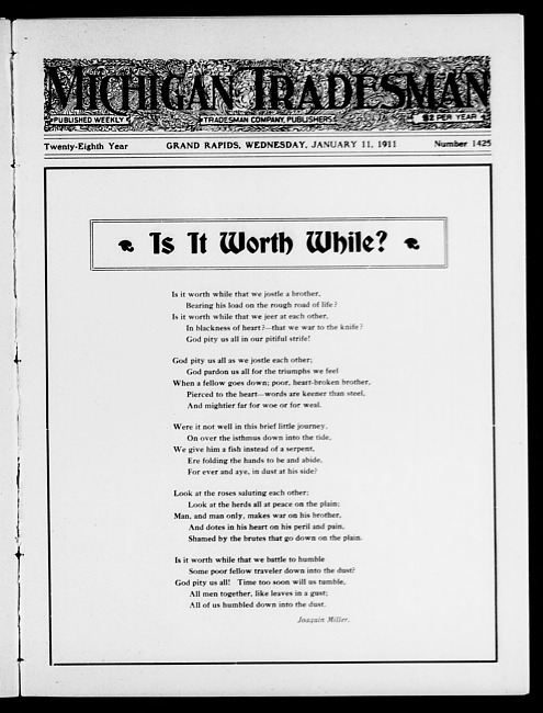 Michigan tradesman. Vol. 28 no. 1425 (1911 January 11)