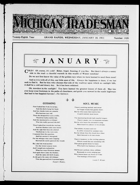 Michigan tradesman. Vol. 28 no. 1426 (1911 January 18)