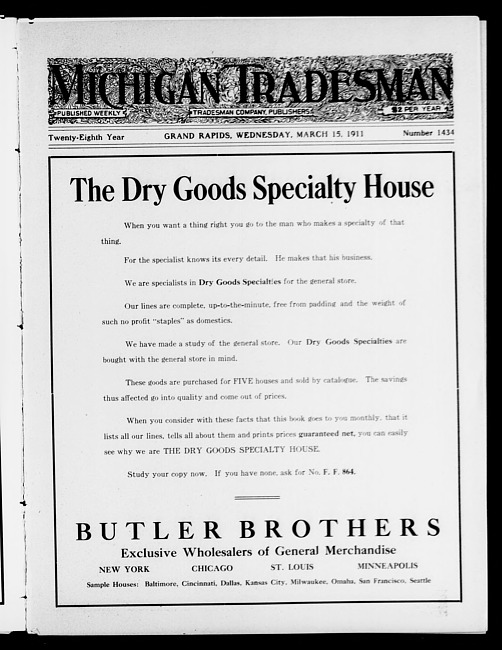 Michigan tradesman. Vol. 28 no. 1434 (1911 March 15)