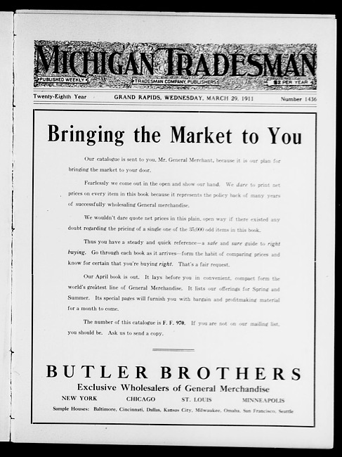 Michigan tradesman. Vol. 28 no. 1436 (1911 March 29)