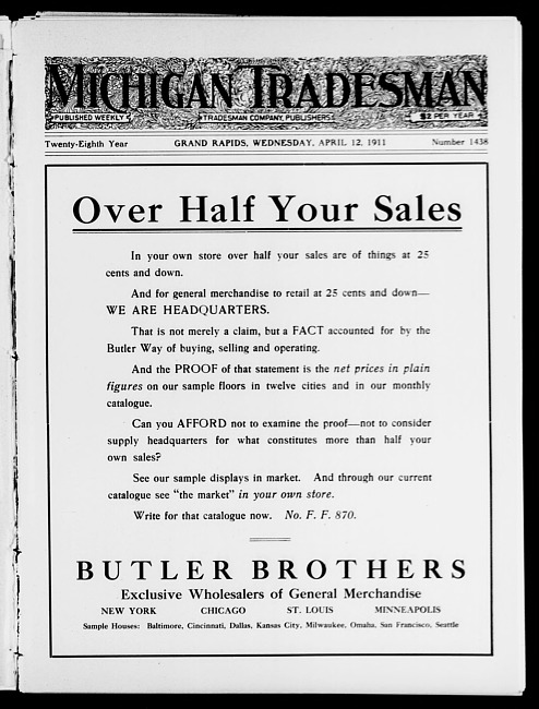 Michigan tradesman. Vol. 28 no. 1438 (1911 April 12)