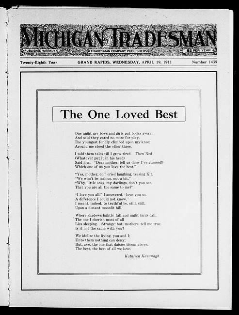 Michigan tradesman. Vol. 28 no. 1439 (1911 April 19)