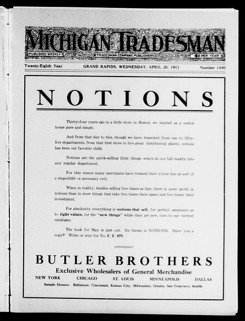 Michigan tradesman. Vol. 28 no. 1440 (1911 April 26)