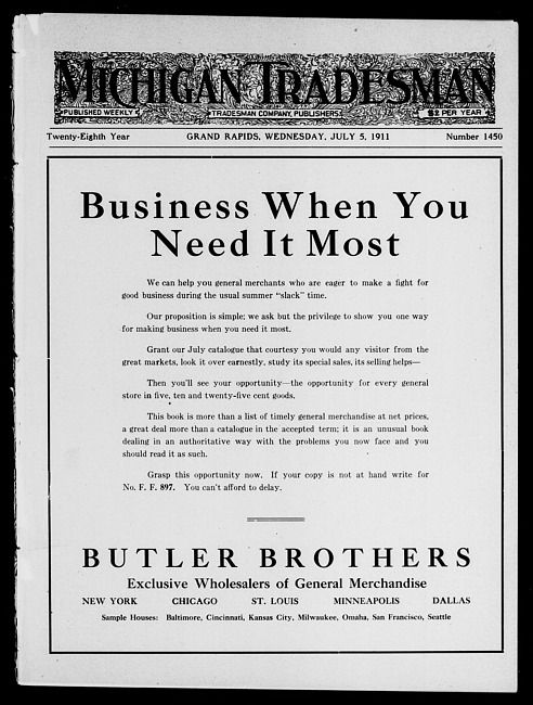 Michigan tradesman. Vol. 28 no. 1450 (1911 July 5)