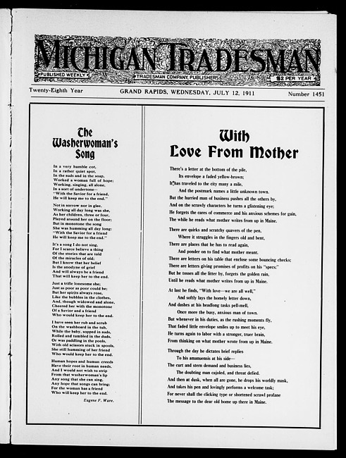 Michigan tradesman. Vol. 28 no. 1451 (1911 July 12)