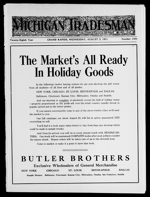 Michigan tradesman. Vol. 28 no. 1454 (1911 August 2)