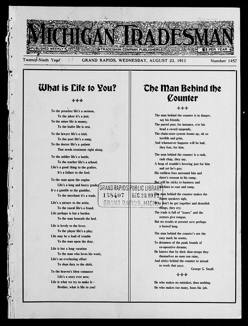 Michigan tradesman. Vol. 29 no. 1457 (1911 August 23)