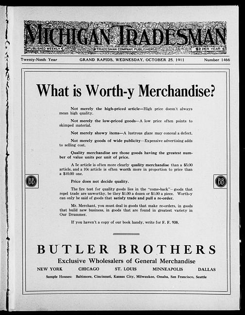 Michigan tradesman. Vol. 29 no. 1466 (1911 October 25)