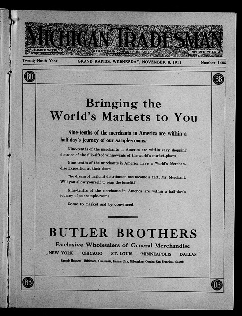 Michigan tradesman. Vol. 29 no. 1468 (1911 November 8)