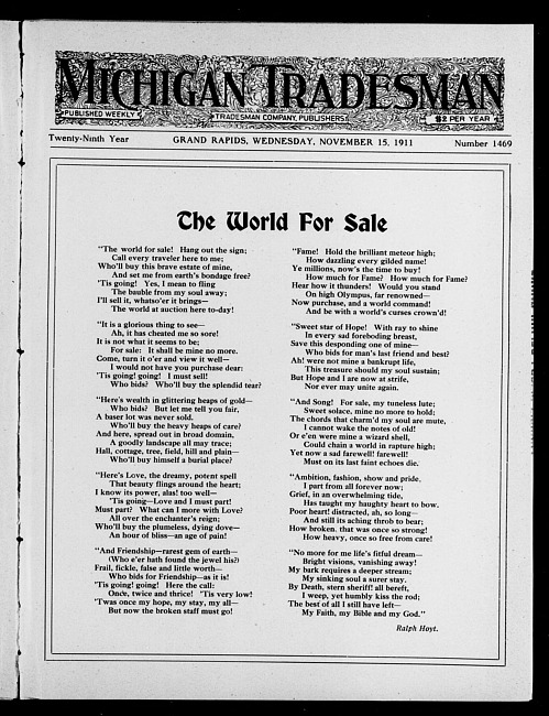 Michigan tradesman. Vol. 29 no. 1469 (1911 November 15)