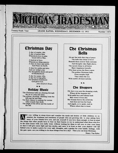 Michigan tradesman. Vol. 29 no. 1473 (1911 December 13)