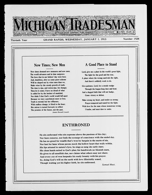 Michigan tradesman. Vol. 30 no. 1528 (1912 January 1)