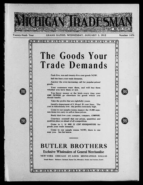 Michigan tradesman. Vol. 29 no. 1476 (1912 January 3)