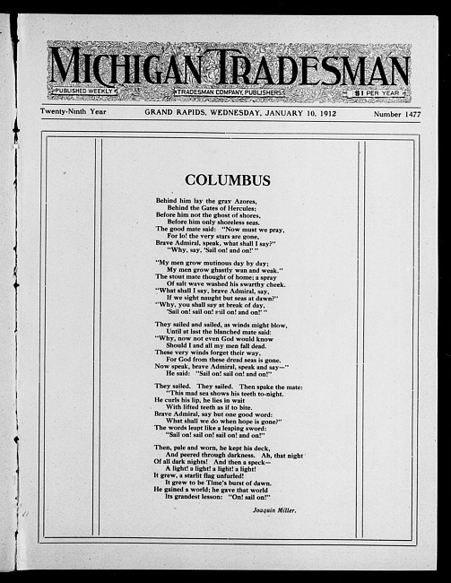 Michigan tradesman. Vol. 29 no. 1477 (1912 January 10)