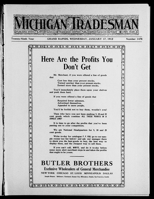 Michigan tradesman. Vol. 29 no. 1478 (1912 January 17)