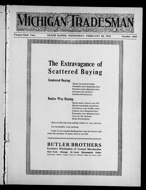 Michigan tradesman. Vol. 29 no. 1488 (1912 February 28)