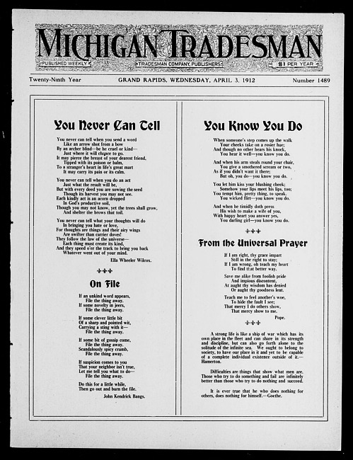 Michigan tradesman. Vol. 29 no. 1489 (1912 April 3)