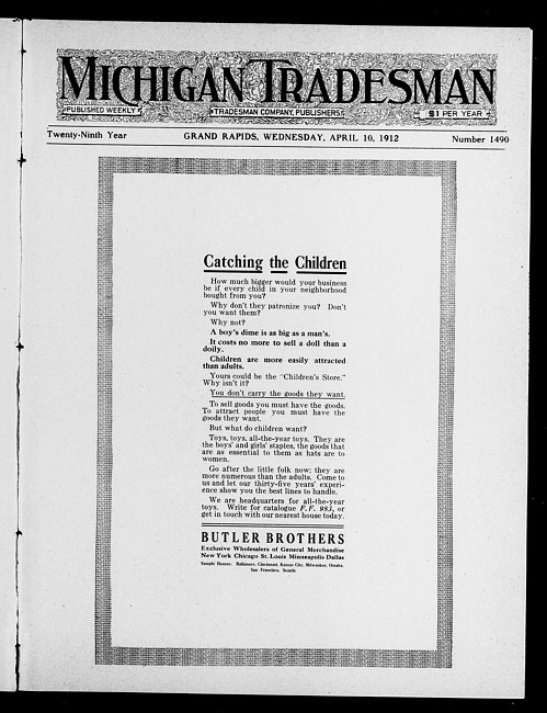 Michigan tradesman. Vol. 29 no. 1490 (1912 April 10)