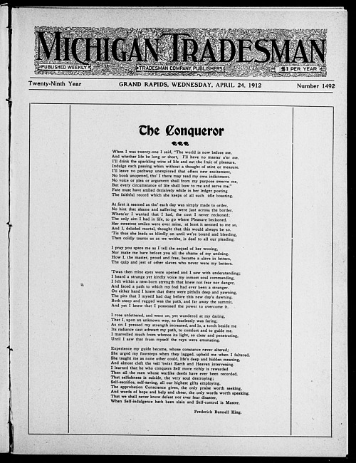 Michigan tradesman. Vol. 29 no. 1492 (1912 April 24)