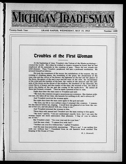 Michigan tradesman. Vol. 29 no. 1495 (1912 May 15)