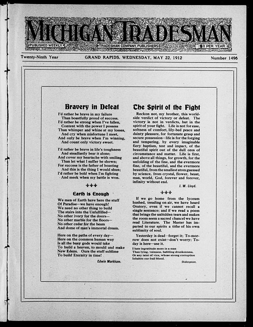 Michigan tradesman. Vol. 29 no. 1496 (1912 May 22)