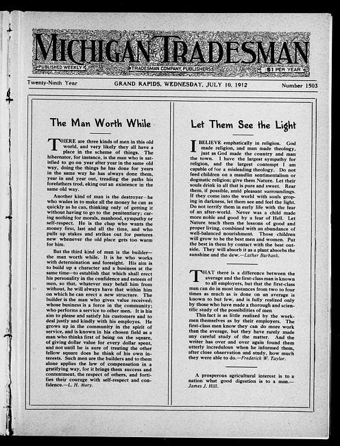 Michigan tradesman. Vol. 29 no. 1503 (1912 July 10)