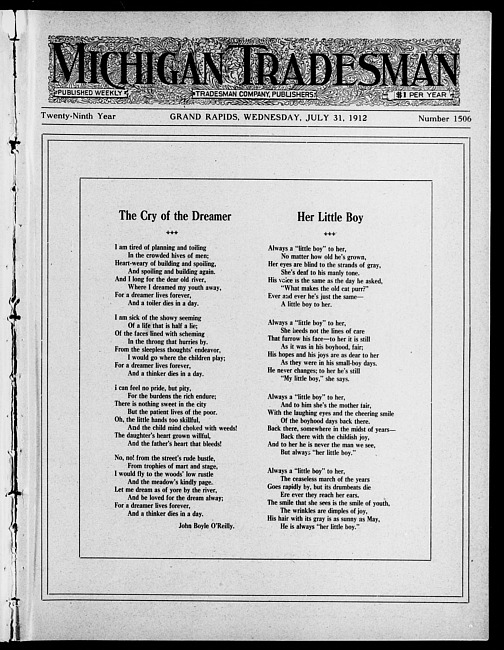 Michigan tradesman. Vol. 29 no. 1506 (1912 July 31)