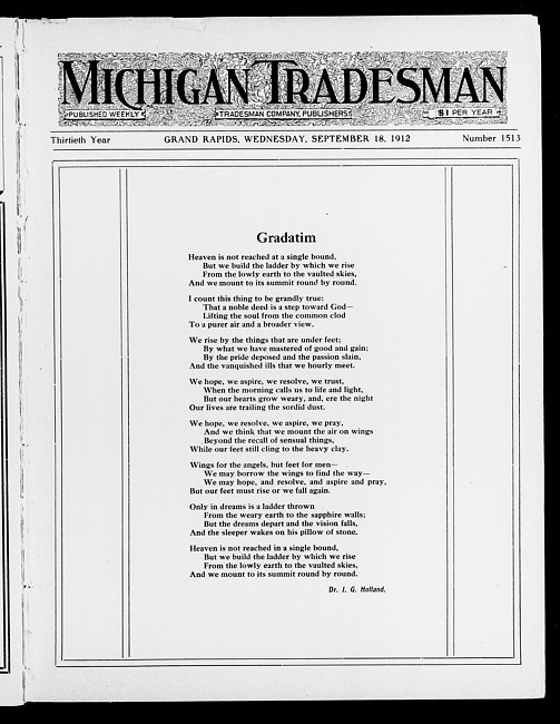 Michigan tradesman. Vol. 30 no. 1513 (1912 September 18)