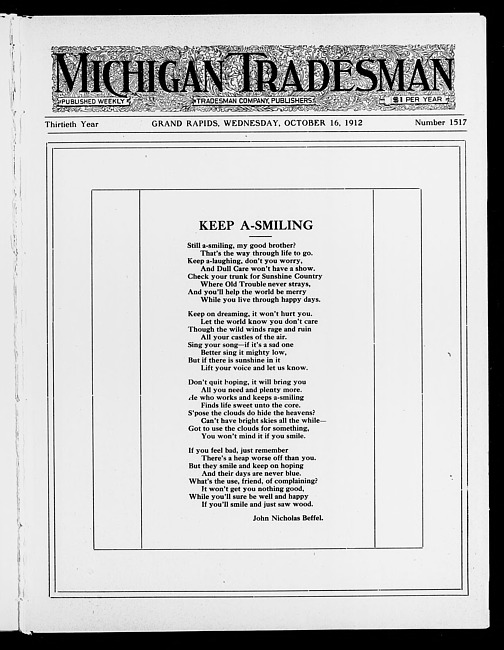 Michigan tradesman. Vol. 30 no. 1517 (1912 October 16)