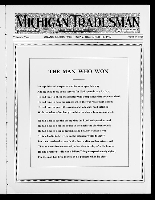 Michigan tradesman. Vol. 30 no. 1525 (1912 December 11)