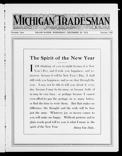 Michigan tradesman. Vol. 30 no. 1527 (1912 December 25)